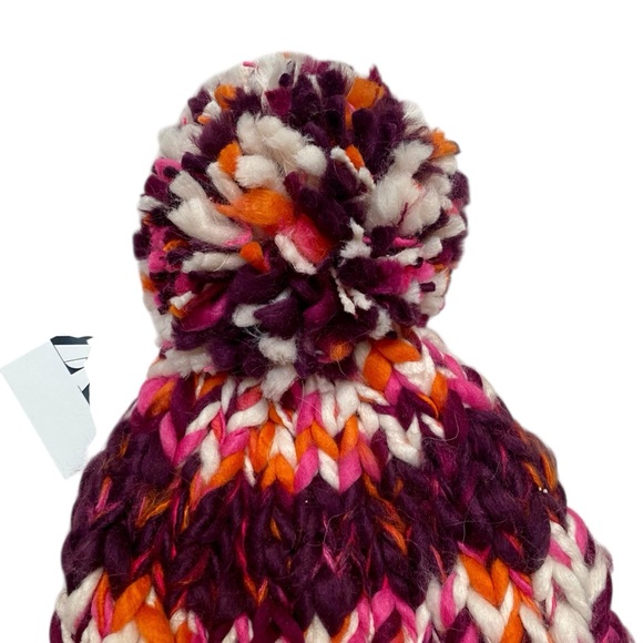 Zara Chunky Knit Pom Pom Beanie Multicolor Winter Hat Medium - Picture 3 of 8